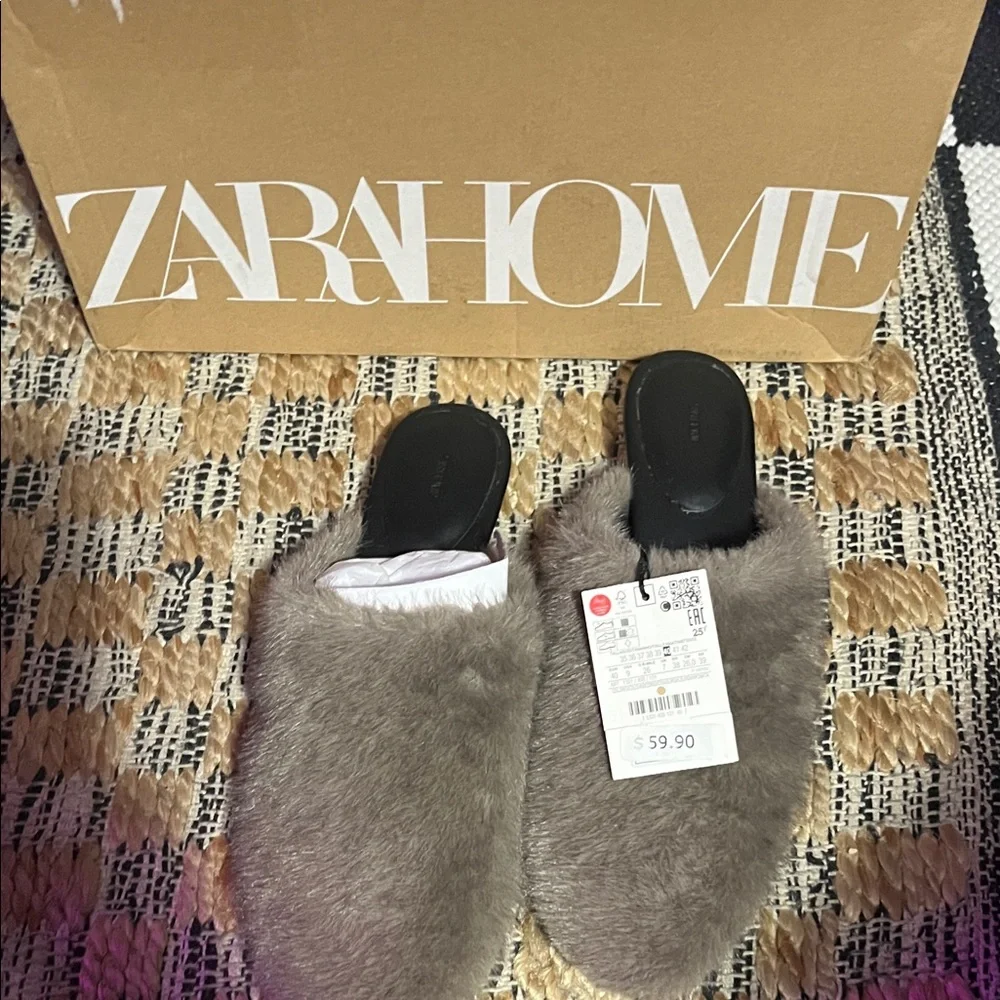 Zara Gray Furry Mules - Picture 9 of 9